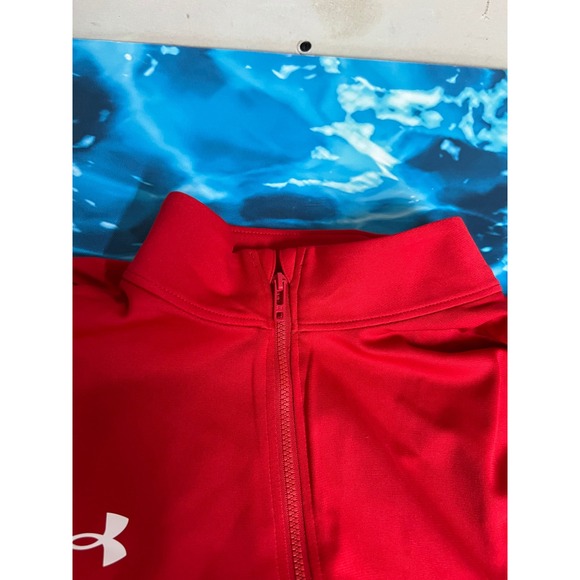 ❄️Under Armour Mens Team Knit Warm Up Full Zip Jacket Red White 1376884 LG - Picture 7 of 13